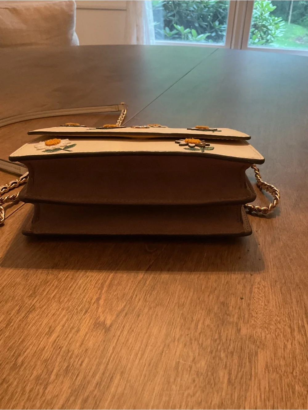 Tory Burch White Leather Crossbody with Floral Embroidery